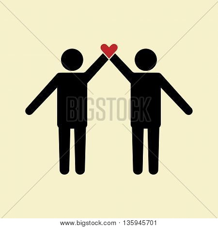 Friendship icon people stranding together with heart
