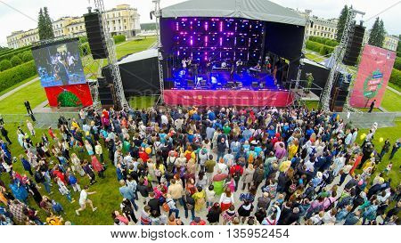 MOSCOW - JUNE 4: People attend open-air concert on International Jazz Festival 