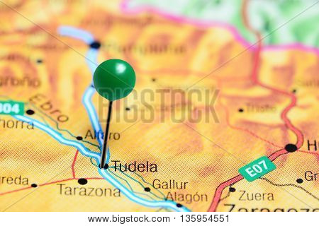 Tudela pinned on a map of Spain