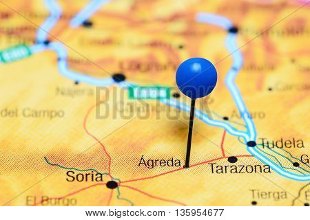 Agreda pinned on a map of Spain