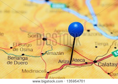 Ariza pinned on a map of Spain