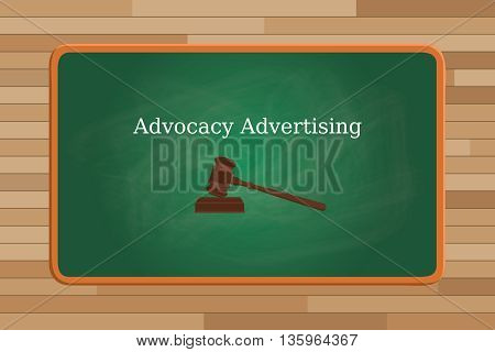 advocacy marketing concept with text and judge vector graphic illustration