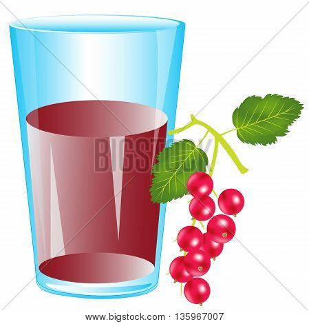 Glass with drink from berry wood sorrel on white background