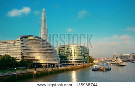 LONDON, UK - SEP 27: The Shard and urban architecture on September 27, 2013 in London, UK. the Shard is currently the tallest building in the European Union