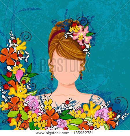 Vector design of beautiful young woman with elegant hair style