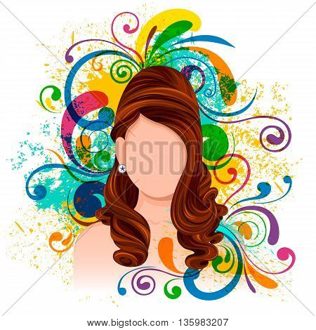 Vector design of beautiful young woman with elegant hair style