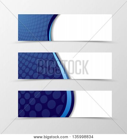 Set of banner wave design. Bright banner for header with blue line. Design of banner in grid style. Vector illustration