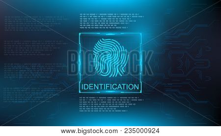Finger Scan In Futuristic Style Biometric Id With Futuristic Hud Interface Fingerprint Scanning