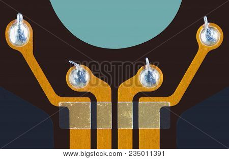 Fragment Of Mounting Plate For Electronic Components . Macro