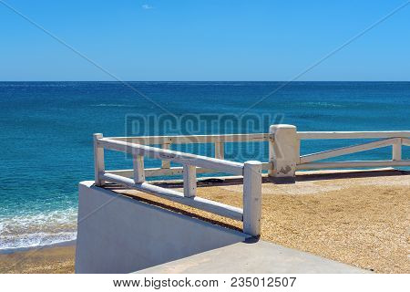 Terrace Overlooking The Aegean Sea, Paleochori Beach, Milos. Cyclades Island, Greece.