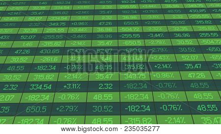 List Of Realtime Quotes And Prices Data, Figures Dropped On Stock Market Board, Stock Image