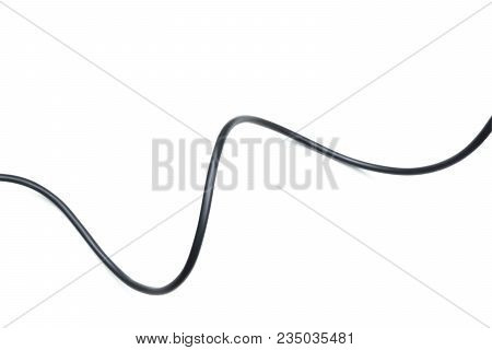 Black Wire Electrical Cable  Isolate On White Background
