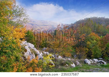 Autumn Mountain Landscape. Montenegro,  View Of Lovcen National Park