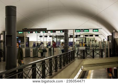 Lisbon Portugal. 04 April 2018. Rato Metro Station In Lisbon.lisbon, Portugal. Photography By Ricard