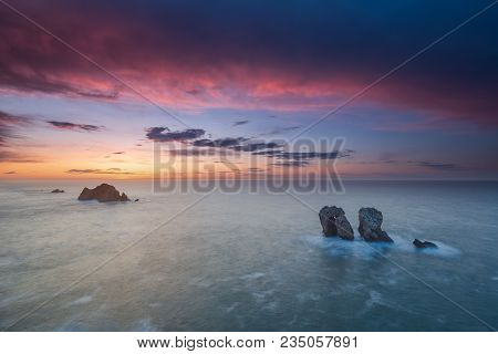 Sunset At Liencres, At Costa Quebrada In Cantabria