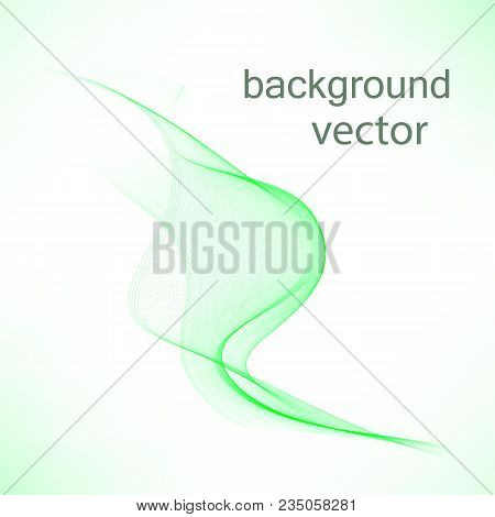 Abstract Vector Background, Green Waved Lines For Brochure, Website, Flyer Design. Illustration Eps1