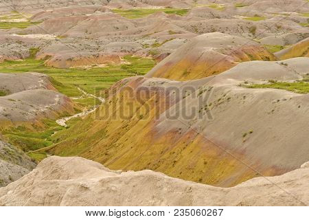 Colorful Sediments In The Badlands In Badlands National Park In South Dakota