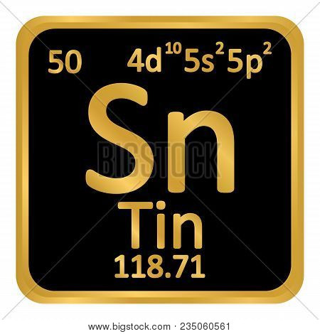 Periodic Table Element Tin Icon On White Background. Vector Illustration.