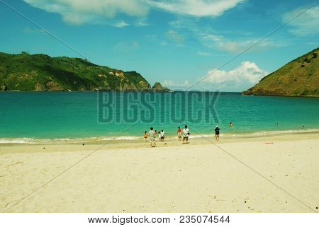 Panoramic Mawun Beach At Lombok, West Nusa Tenggara, Indonesia.