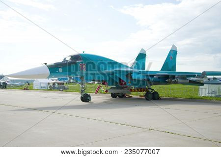 Zhukovsky, Russia - July 20, 2017: Russian Multifunctional Fighter-bomber Su-32 On The Maks-2017 Air