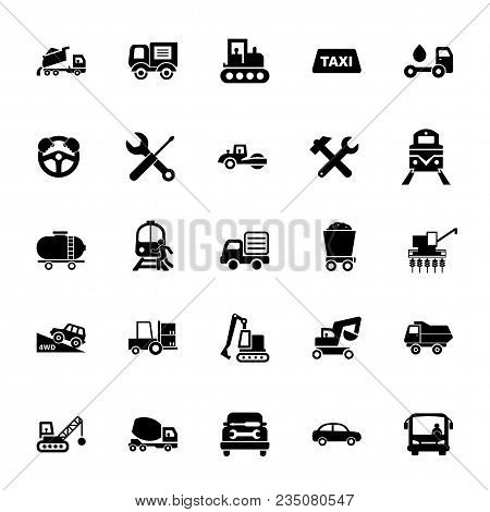 Icon Set Of Mode Of Transport. Vehicle, Public And Industrial Transport, Logistics. Transportation C