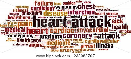 Heart Attack Word Cloud Concept. Vector Illustration On White