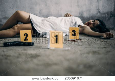 Woman Was Killed After Raped By Thief.crime Concept.criminality Concept.
Investigations Found Eviden
