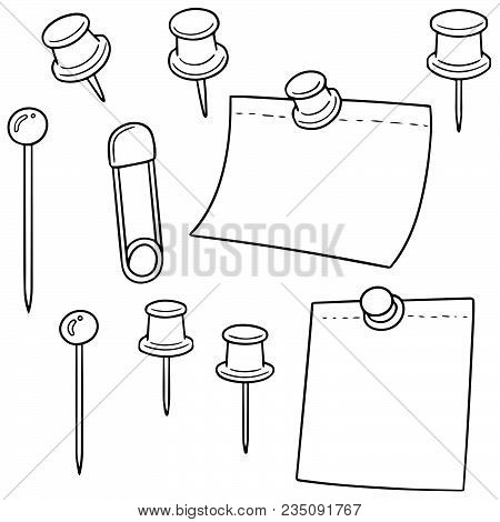 Vector Set Of Pin And Memonote Hand Drawn Cartoon