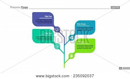 Four Leaves Tree Metaphor Process Chart Template For Presentation. Vector Illustration. Elements Of 