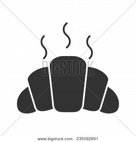 Fresh Croissant Glyph Icon. Crescent Roll. Silhouette Symbol. Negative Space. Vector Isolated Illust
