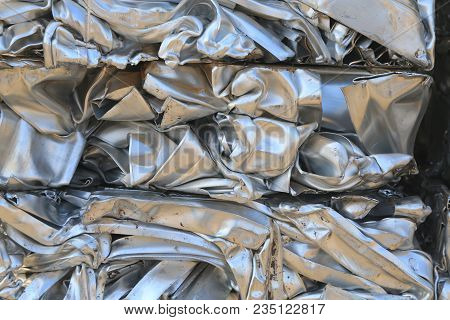 Closeup Of Metal Trash Piled For Scarp
