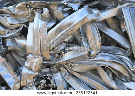 Closeup Of Metal Trash Piled For Scarp