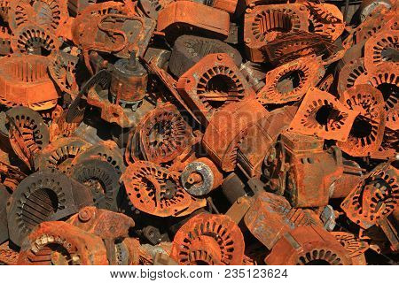 Closeup Of Metal Trash Piled For Scarp
