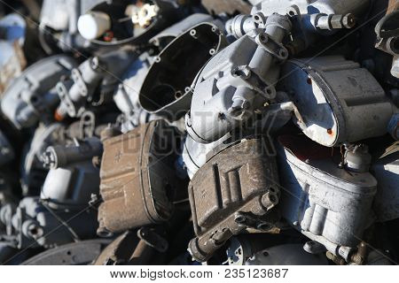 Closeup Of Metal Trash Piled For Scarp