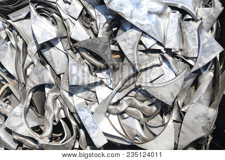 Closeup Of Metal Trash Piled For Scarp