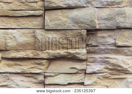 Closeup Borwn Clolor Stone Brick Wall Texture