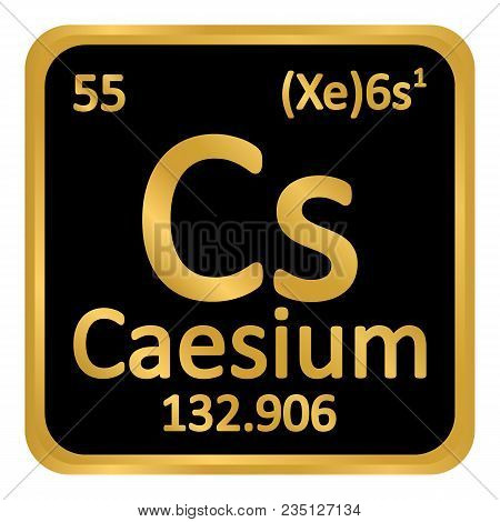 Periodic Table Element Caesium Icon On White Background. Vector Illustration.