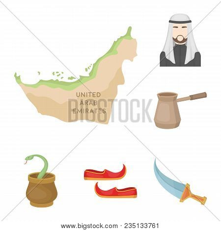Country United Arab Emirates Cartoon Icons In Set Collection For Design. Tourism And Attraction Vect