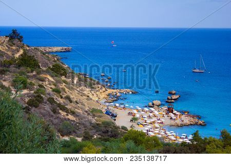 Beautiful Sea Landscape On The Way From Protaras To Ayia Napa Around Cape Greco, Cyprus
