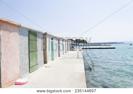 Vintage Beach Cabin In Croatia On A Sunny Day