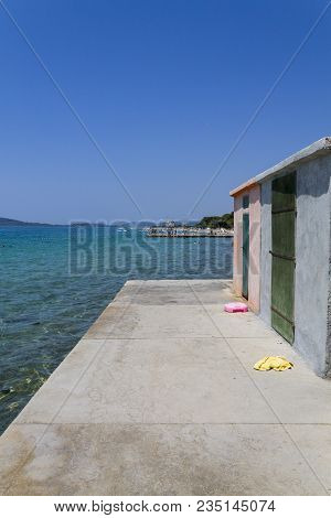 Vintage Beach Cabin In Croatia On A Sunny Day