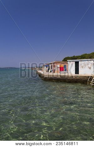 Vintage Beach Cabin In Croatia On A Sunny Day