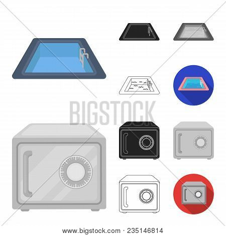 Hotel And Equipment Cartoon, Black, Flat, Monochrome, Outline Icons In Set Collection For Design. Ho