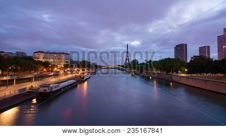 View On Architecture And Landmarks Of Paris From Bridge Grenelle, France