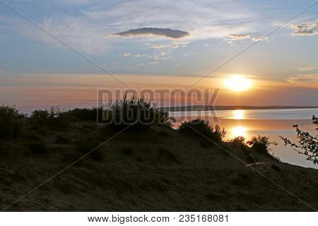 The Setting Sun Reflected In The Pond, Lake, Water, Transparent