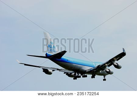 Amsterdam The Netherlands - April, 7th 2018: Ph-ckb Klm Royal Dutch Airlines Boeing 747-400f Approac