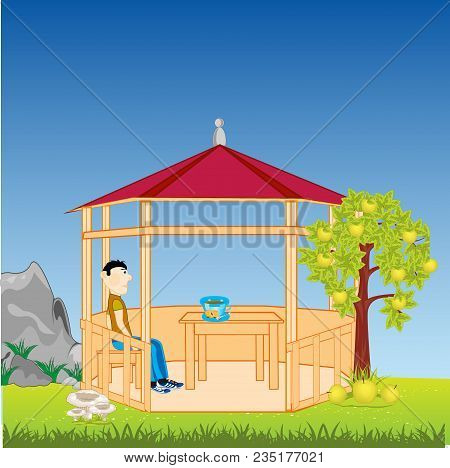 Summerhouse For And Drinkings Of Tea Of The Rest On Year Glade