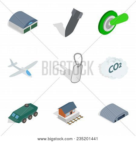 Military Violence Icons Set. Isometric Set Of 9 Military Violence Vector Icons For Web Isolated On W