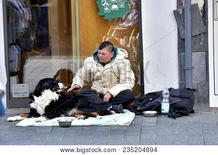 Germany Trier. May 02,2014. The Bottomless With The Dog.
