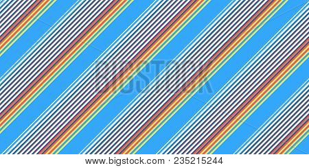 Summer Seamless Inclined Stripes Background. Modern Colors Sidelong Lines Texture. Vintage Style Str